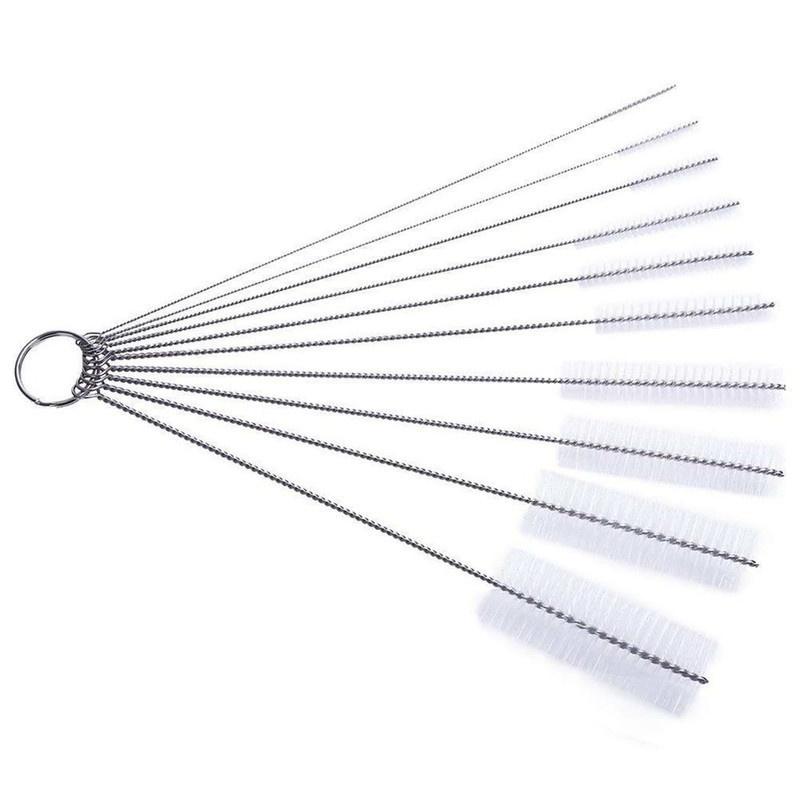10pcs/set  Multifunctional Portable Stainless Steel Household Bottle Brushes Cleaner Glass Washing Tube Cleaning Brush Set