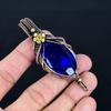 Blue Sapphire Pendant, Handmade Gemstone Pendant, 999 Copper Wire Wrapped Pendant Antique Jewelry, For Engagement Gift