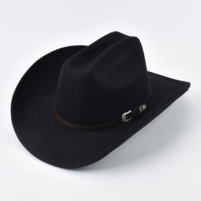 Chapéu de Cowboy Ocidental Unissex com Couro Vintage de Aba Larga Cavalheiro Cowgirl Chapéu Jazz Cloche Igreja Sombrero Homem Bonés