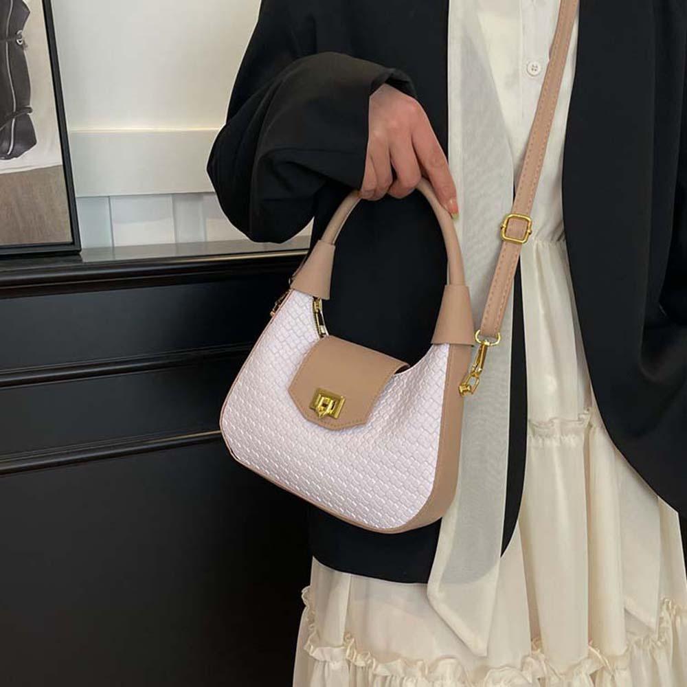 

Crocodile Skin Pattern PU Hobo Bag Large Capacity Texture Handbag French Underarm Bag Work червоний