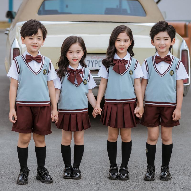 Summer 2020 British Style Primary School Uniform Set for Boys and Girls