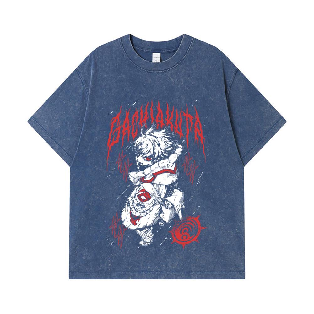 

275 GSM Washed T-shirts 100% Cotton Gachiakuta V2 Rudo Print Unisex Heavy Cotton T Shirt 2XL королівський синій колір