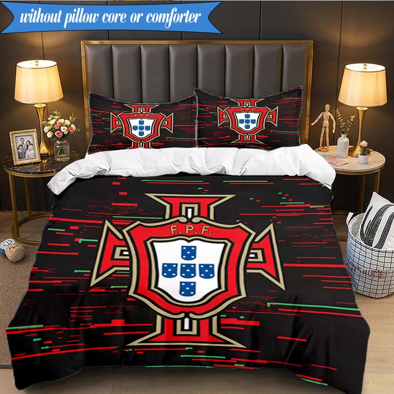 3PCS Portugal's National Emblem Bedding Set 2D Printing (Includes 1 Duvet Cover + 2 Pillowcases Coreless), Bedroom decor,Fan gift