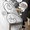 Schwarz-weißes Blumenmuster Tüll Fenstervorhänge Wohnzimmer Organza Sheer Voile Vorhang Schlafzimmer Küche Wohnkultur Drapieren