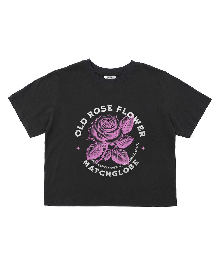 MATCHGLOBE Rose Circle Crop Top (Black)
