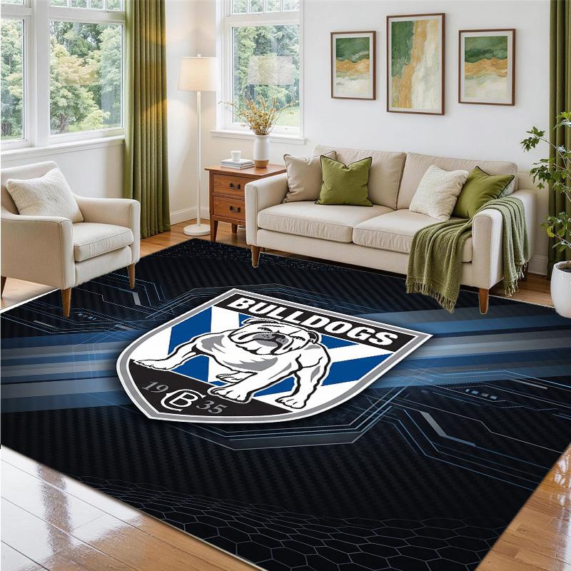 Canterbury-Bankstown Bulldogs Design Crystal Velvet Rug Soft Decorative Mat for Bedroom Entrance