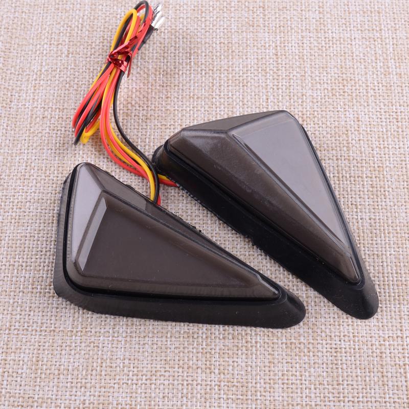 Pair Side Turn Light Triangle Signal Lamp Indicator Blinker DRL Flush Mount for Motorcycle Amber Red