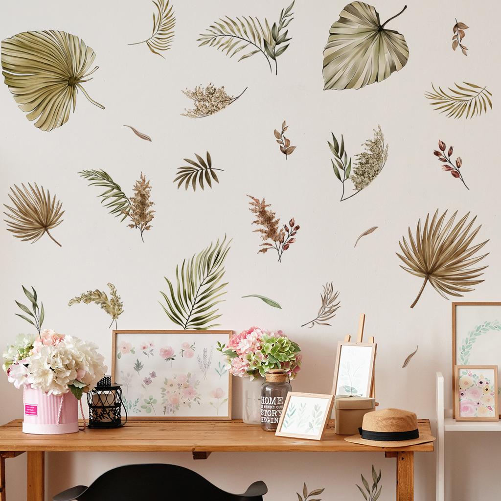 Colorful Flower Pendant Lamp Bird Wall Sticker For Bedroom Living Room Entrance Home Background Decoration Self-adhesive 29*22CM