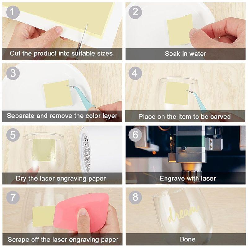 Feb.4Pcs Laserengraving Marking Paper, White Laserdimming Paper Laserengraving Test Focus Paper For Glass Metal