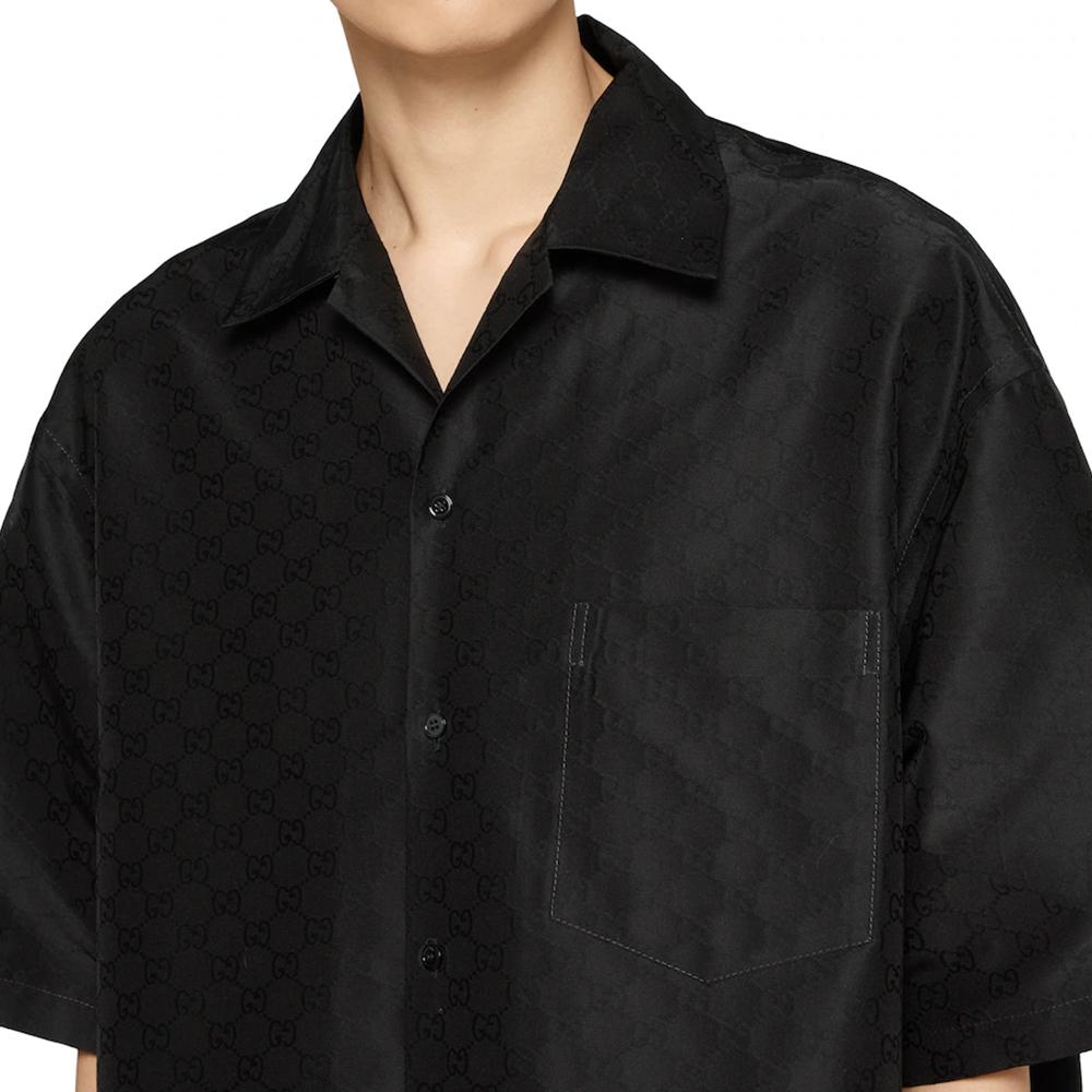 GUCCI Gg Faille Collared Short Sleeve Shirt 819356Z7AM21000