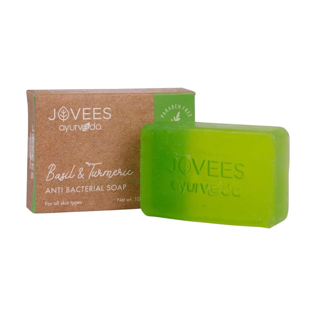 Jovees Herbal Basil And Turmeric Anti Bacterial Soap 100G Pack Of 2 For Glowing And Clear Skin