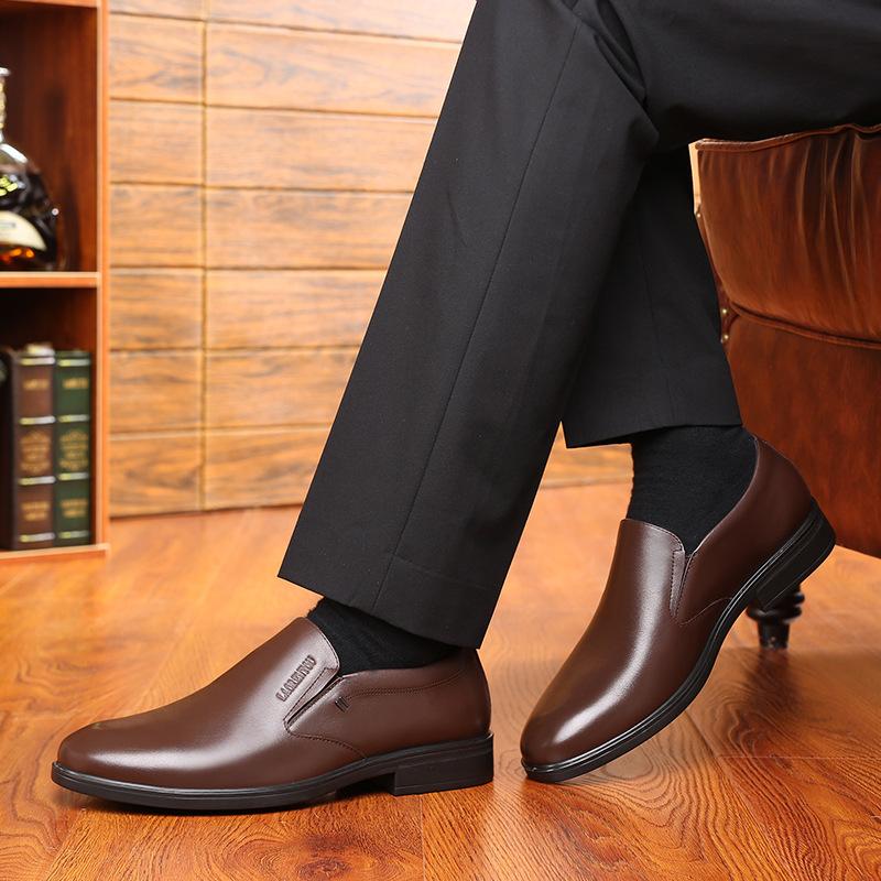 Old man head men's cowhide soft-soled business casual shoes British foot set middle-aged and elderly father shoes old man shoes