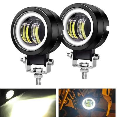 Waterproof Round Angel Eyes LED Light Portable Spotlights Motorcycle Offroad Truck Driving Car Boat Work Light