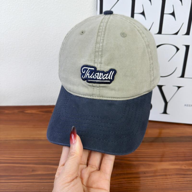 Washed Cotton Soft Top Embroidered Letter Baseball Hat Men's and Women's Fashion Versatile Big Head Curved Brim Showing Face Small Peaked Cap
