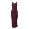 Women Evening Dress Shiny Sequin Deep V Neck Backless Sleeveless Adjustable Spaghetti Strap High Split