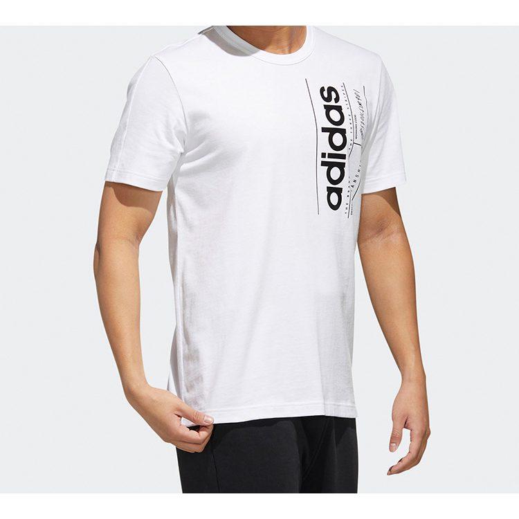 Adidas T Shirts Men's White Crew Neck Moderate Straight Fit FM6088