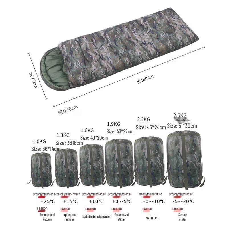 Jing Rui Zhi An Outdoor Camping Envelope Sleeping Bag One Size