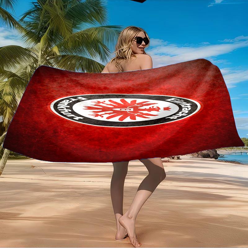 Flaming Heart Frankfurt Emblem Beach Towel Microfiber Beach Towel, Lightweight and Quick-Dry, for Summer Travel, Swimming Pool Fan Birthday Gift