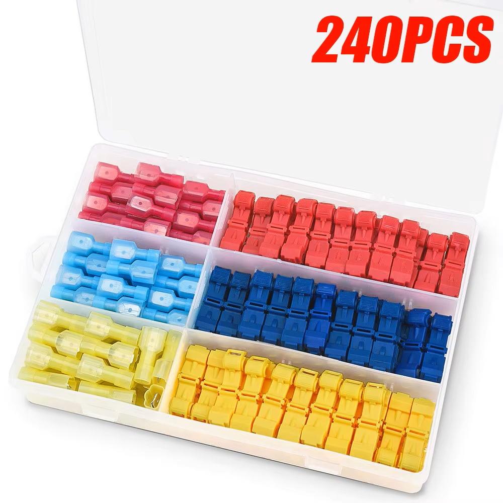 60-480PCS T Tap Wire Connectors Kit Electrical Connectors Kit Spade Terminals Quick Splice Disconnect Wire Taps (22-10 AWG)