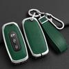 Zinc Alloy + Leather Car Key Case Cover For Ford Territory 2019 2020 2021 2022 2023 2024 3 Buttons Keyless Entry Key Protection
