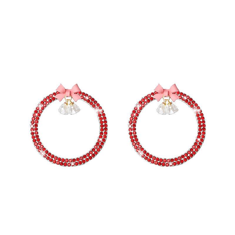 Rhinestone Bow Bell Car Start Switch Button Auto Decorative Diamond Stickers Ring Circle Trims Protective Cover Car Accessories