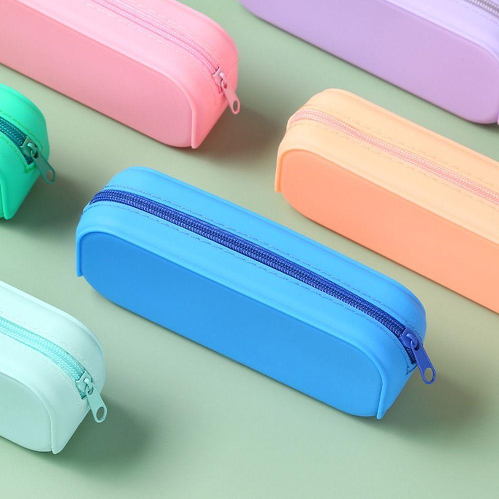 Single Layer Colorful Creative Storage Box Pencil Bag Silicone Pencil Case Stationery Box