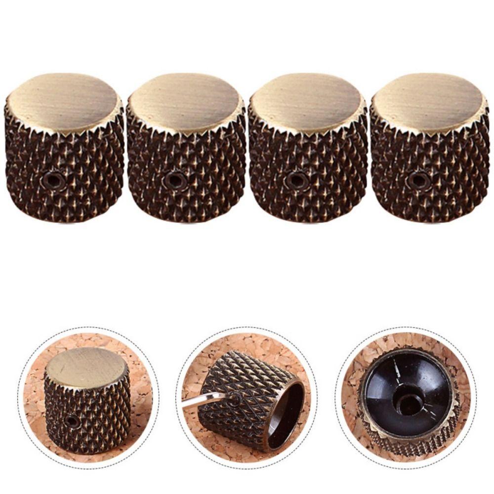 4 Pcs Enhanced Tone Control Metal Guitar Knobs Durable Tone Volume Knob Replacement  Bass