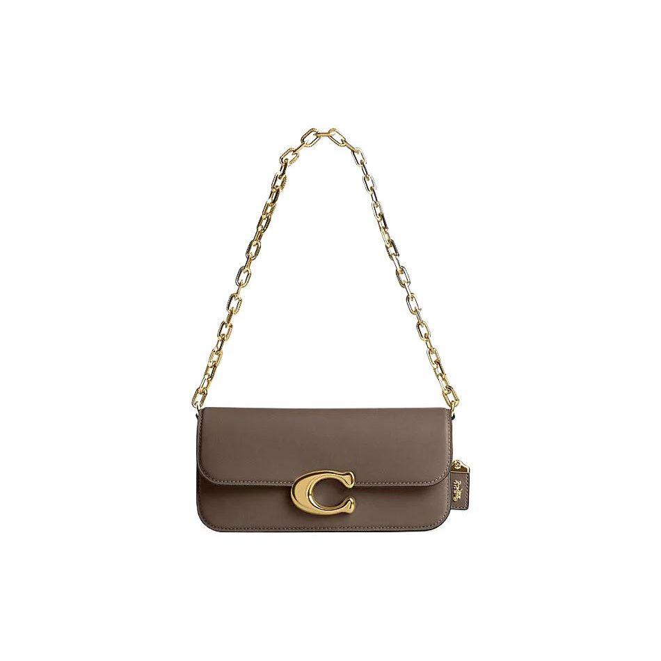 

Coach Idol 23 Minimalist Magnetic Buckle Flap Chain Leather Baguette Handbag Shoulder Bag Medium Women Handbags Dark-Gray CP120-B4CBD Basic Set (Bag+Dust Bag)
