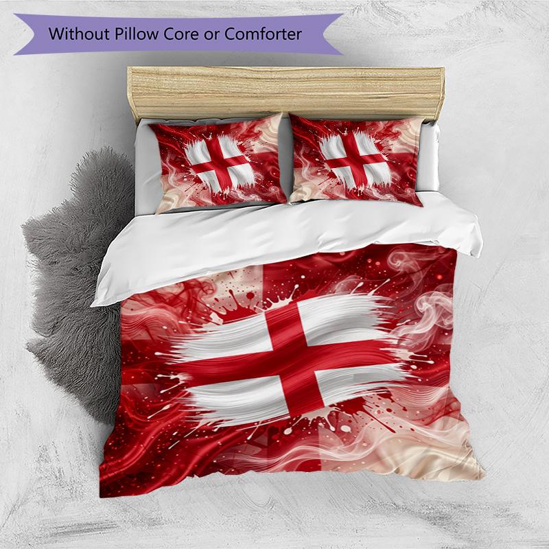 Set Biancheria da Letto Stampata Calcio Inghilterra 3 Pezzi Copriletto Traspirante Accogliente come Regalo per la Casa Nuova o per le Feste