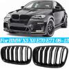 For BMW X5 X6 E70 E71 Gloss Black Car Bumper Kidney Grille Front Grill Double Slat Grilles 2008-2013 Auto Glossy Racing Grills