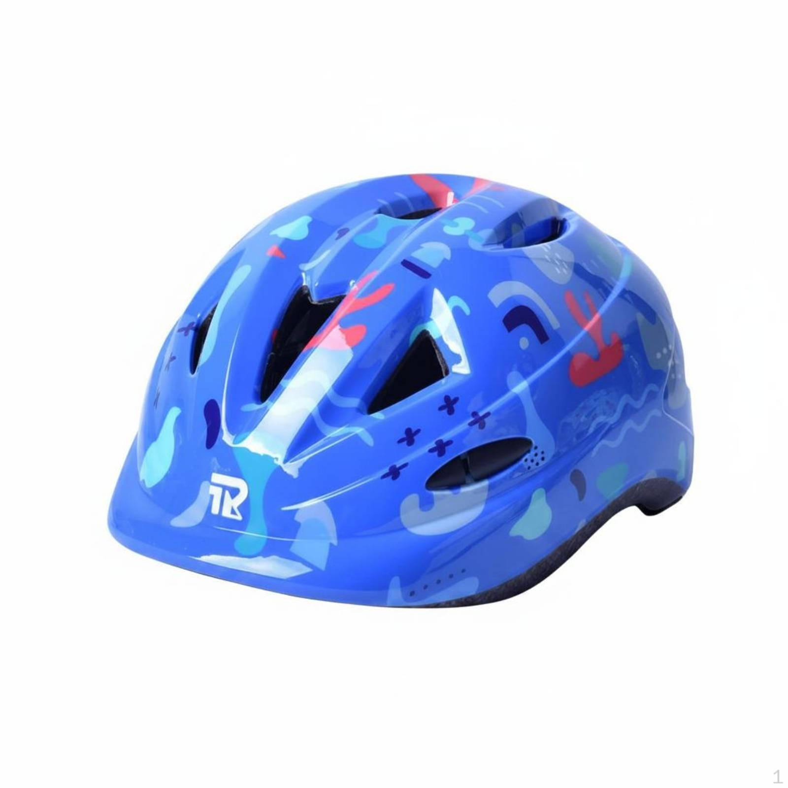 Kids Bike Helmet 1Piece Molded Balance Impact Protection Sports Gear for Skating Xs Blue Xs Blue Graffiti