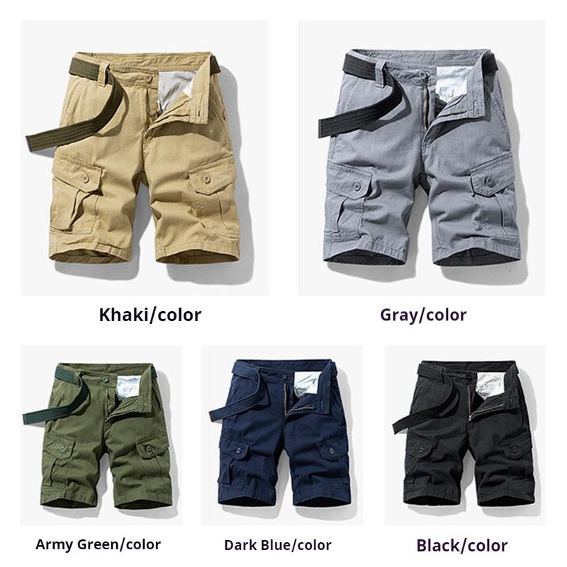 Men Summer Solid Casual Classic Cargo Shorts Men Fashion Cotton Multi-pocket Shorts Men Outwear Breathable Shorts Male