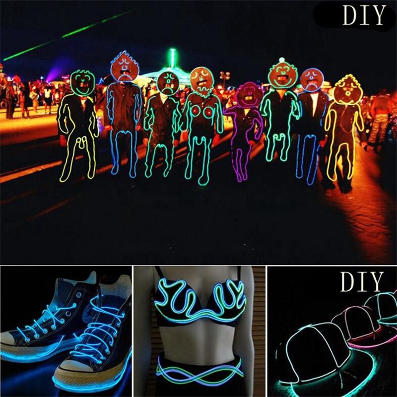 Car Interior Light Strip 2/3/5M Neon Atmosphere Glowing  Electrolum Inescent Light EL Wire Cable