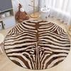 Safari Zebra Tiger Print Pattern Plush Soft Non Slip Washable Round Area Rug Carpet for Kids Bedroom Playroom Home Decor