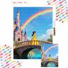Diamond Art Painting Kit Belle Rainbow Castle 5D Handmade DIY Diamond Painting, Home Wall Decoration