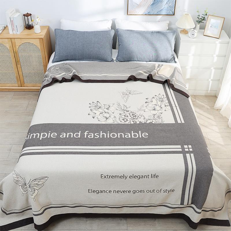 Cotton Gauze Tassel Edge Throw Blanket Towel Quilt Sofa Cover Blanket Single Double Air Conditioning Quilt Enlarged Thickened Cover Blanket