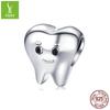 Sterling Silver Smile Teeth Beads - Cute Bracelet Accessory SCC1401