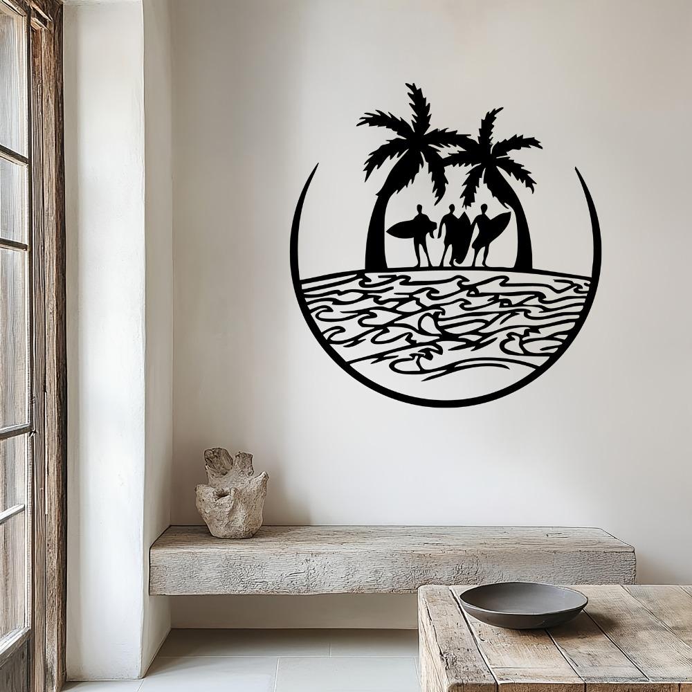 Surfing Metal Wall Art Dynamic Surfboard Statue Mural Summer Beach Party Home Decor Gift