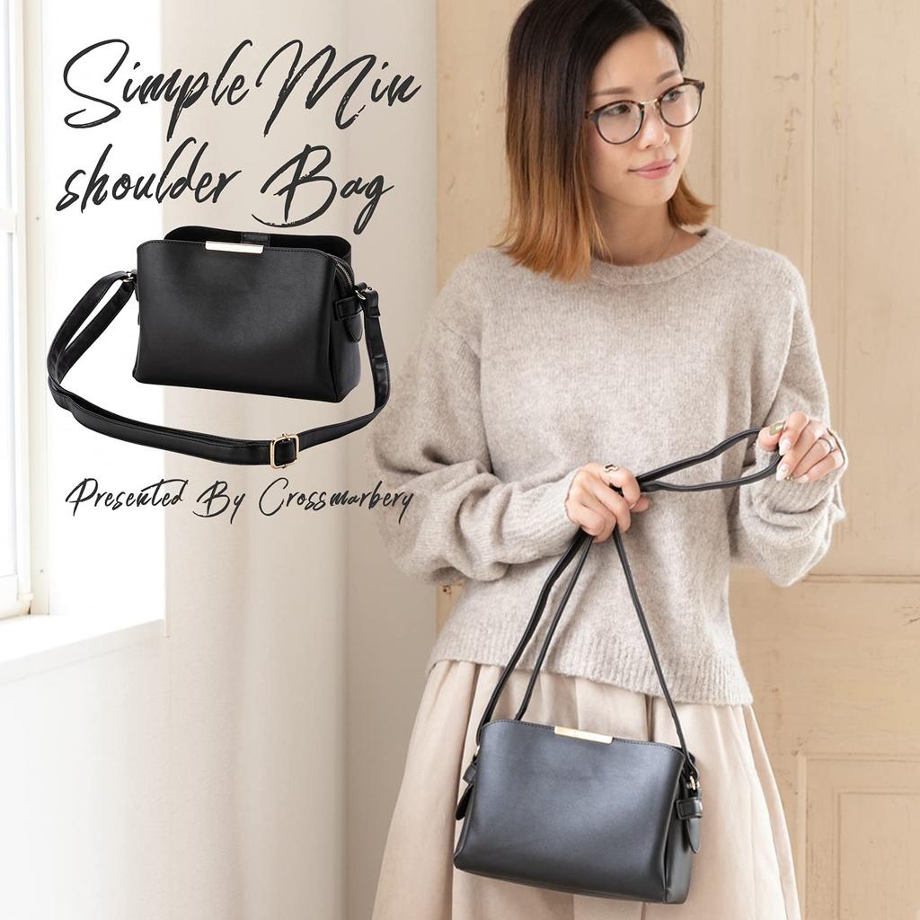 Mini-Schultertasche mit Reißverschluss, mehrere Aufbewahrungsmöglichkeiten, Schultertasche, Pendeln ins Büro, R24 Schwarz [Crossmarberry] Tasche, Pochette, Pochette, Taschen, Erwachsene, Casual,