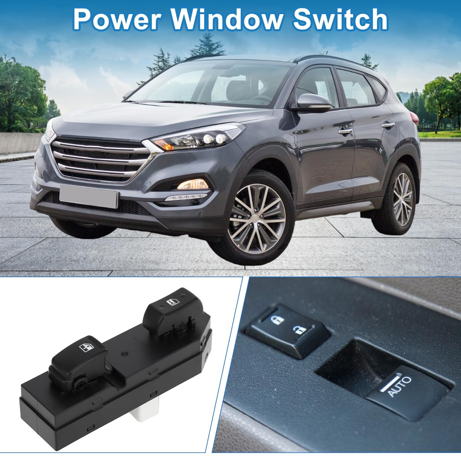 Power Window Switch No.935752E100 Front Right Passenger Side Window Control Switch for Hyundai Tucson 2005-2006 Black