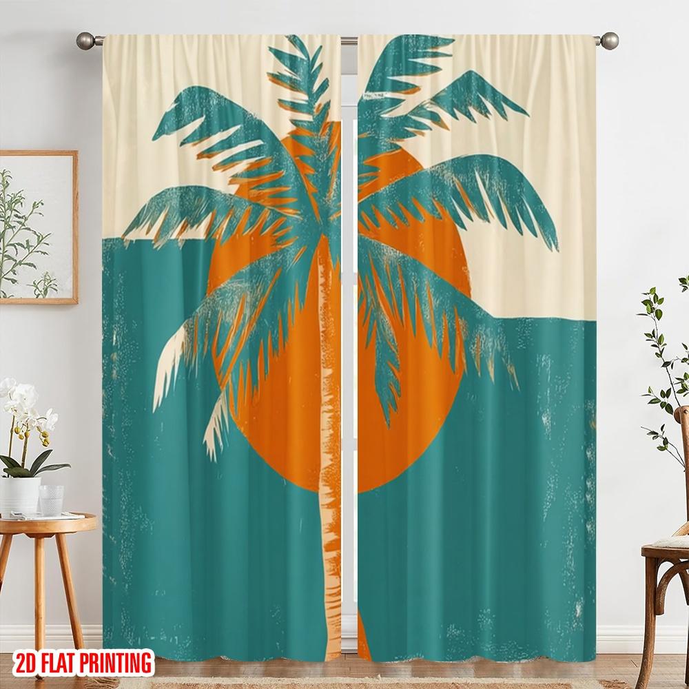 2pcs 2D flat printing Drapes a tree 100% Polyester Without Electricity 0 for Room bedroom wall decor