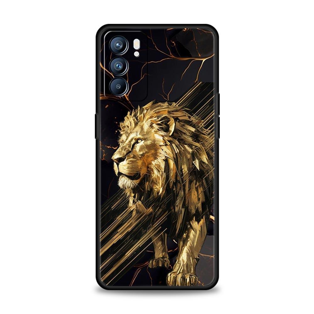 Cross Pattern Bicolor Lion Phone Case For Oppo A17 A31 A54 A57 A78 A79 A98 Find X5 X6 Reno 6 7 8 10 11 12 13 F Pro 5G Soft TPU