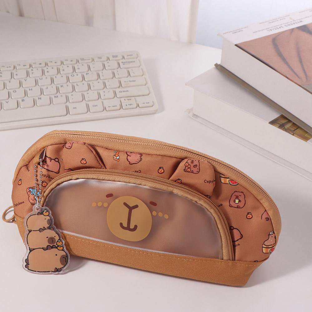 Desktop Storage Animal Capybara Pencil Case Kawaii Multi Layer Pencil Pouch  Study Supplies
