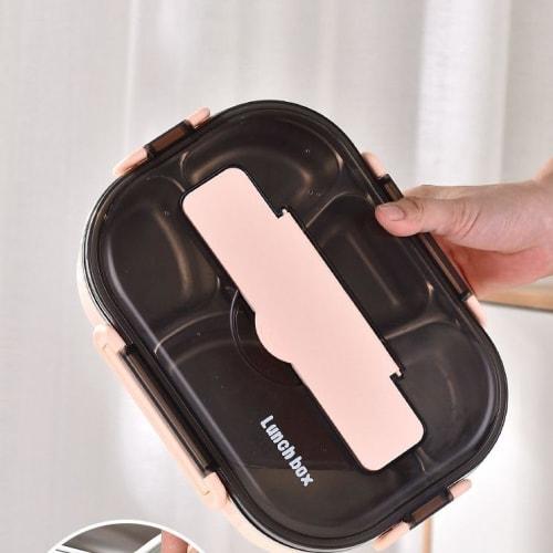 1000ml Lunch Box with Dividers, Microwaveable, Includes Dishware, Airtight, Integrated Gasket, Perfect for Work, School, Picnics, Easy to Clean, Micro