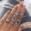 New European and American vintage ring set Water drop geometric women's joint tail ring