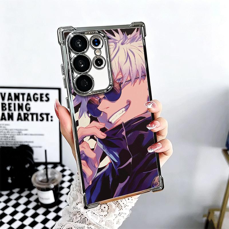 Anime Gojo Satoru JUJUSU Plating Phone Case For Samsung Galaxy S24 S25 FE S26 Edge S23 Ultra S22 S21 Plus S20 Anti-Fall Airabag