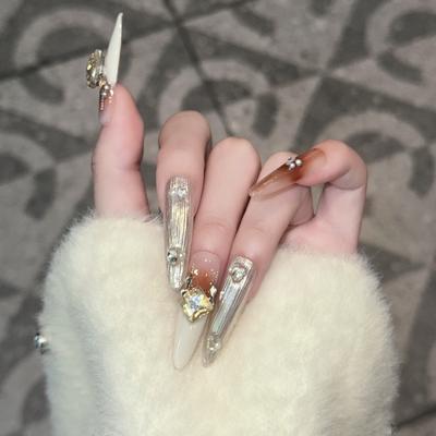 Toamnă și Iarnă Purtați Armură Atmosferă High-end Culoare Caramel Fard Oglindă Magică Manichiură Flash Love Diamond Piesă de Unghie Detașabilă