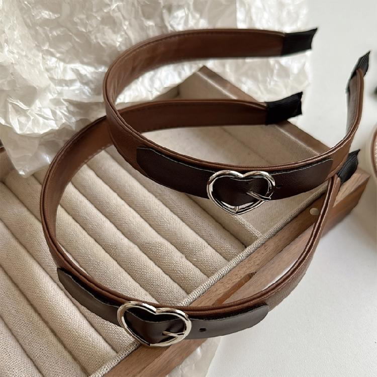 Christmas Headband with Heart Shaped Buckle Hairband Leather Hairband for Girls