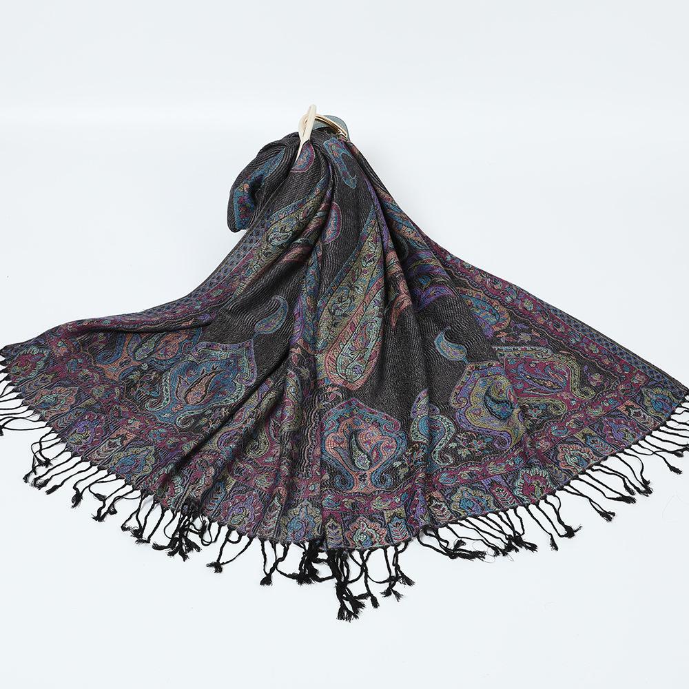 Jacquard cashew fringed shawl new autumn and winter women's headscarf floral extended scarf