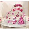 Christmas Heart Shaped Decorative With Santa Claus Xmas Tree Patterns Perfect For Home Holiday Decor